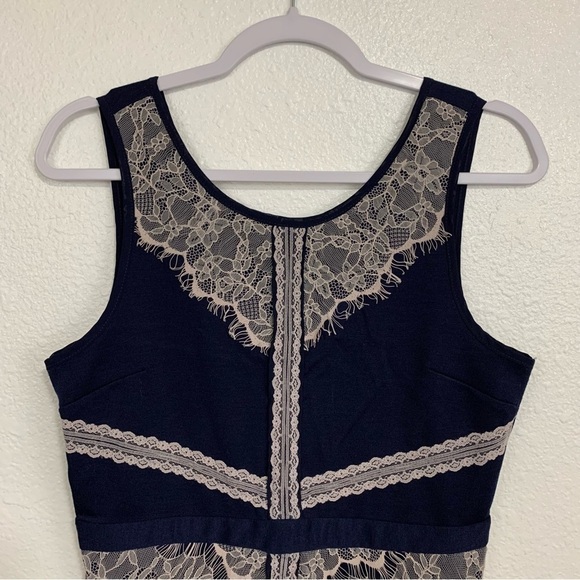 Maurice’s Classic Navy Sheath Dress With Lace Overlay Size M - Picture 8 of 10